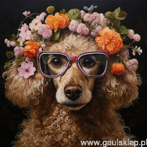 ggaul_fawn_poodle_with_glasses_and_flowers_around_relistic_1b83ca46-3dcf-4650-a732-3aa365524198.png