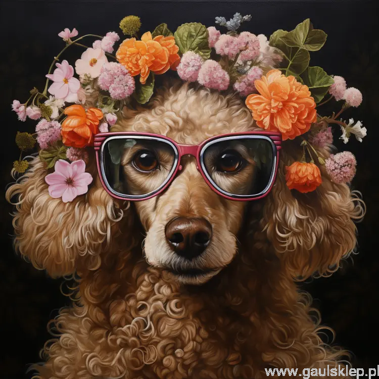 ggaul_fawn_poodle_with_glasses_and_flowers_around_relistic_1b83ca46-3dcf-4650-a732-3aa365524198.png