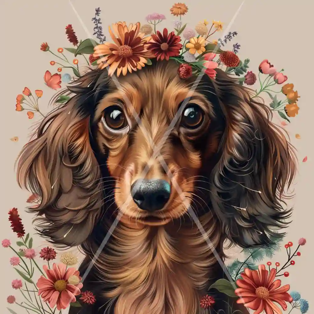 ggaul_dachshund_lomg_hair_with_flowers_realistic_illustration_4e07a828-c68f-4ac3-a3bd-7a5bc10af8bb.png