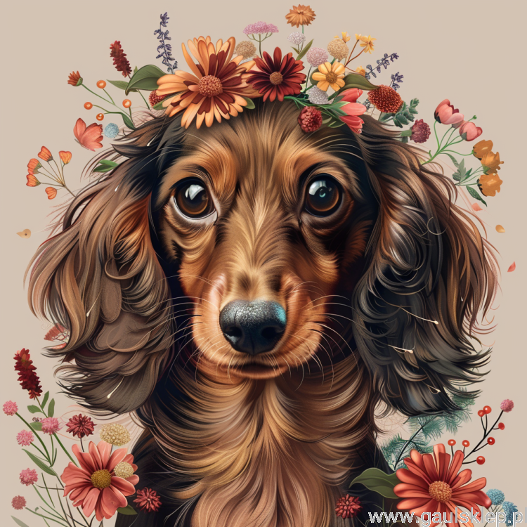 ggaul_dachshund_lomg_hair_with_flowers_realistic_illustration_4e07a828-c68f-4ac3-a3bd-7a5bc10af8bb.png