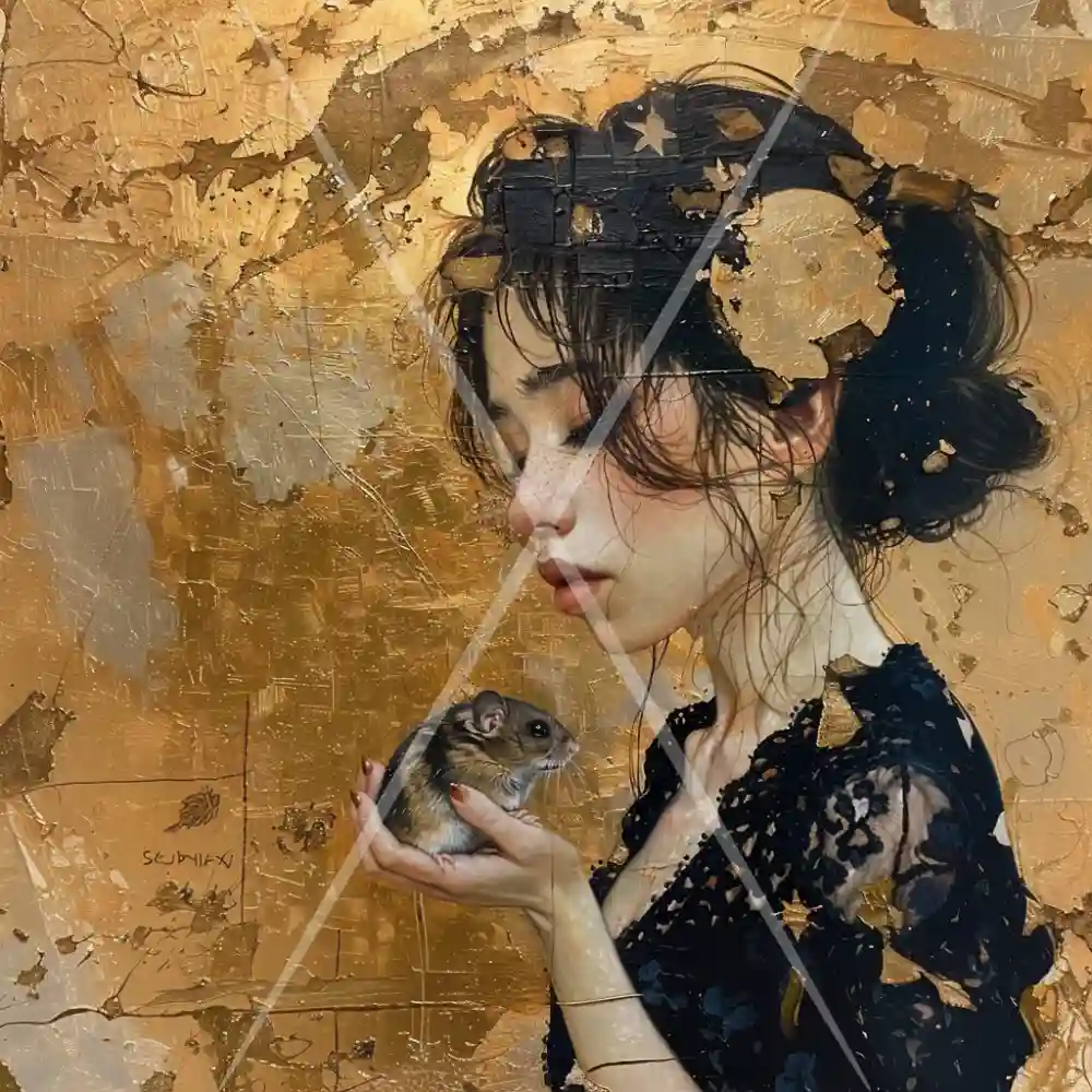 ggaul_woman_and_hamster_painting_with_gold_leaf_details_c03798f2-bd19-4fd6-addc-b21b10241800_0.png